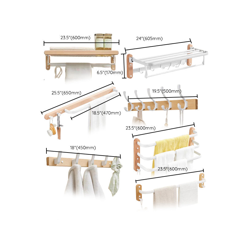 Sikunuo | White Bathroom Set Solid Wood & Aluminium Bathroom Accessories individually or as a set