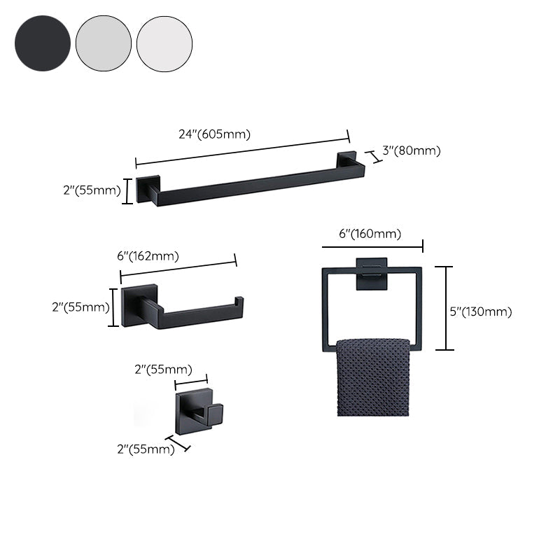 Sikunuo | 7-piece bathroom accessory set made of stainless steel with paper holder/robe hook/towel ring bar