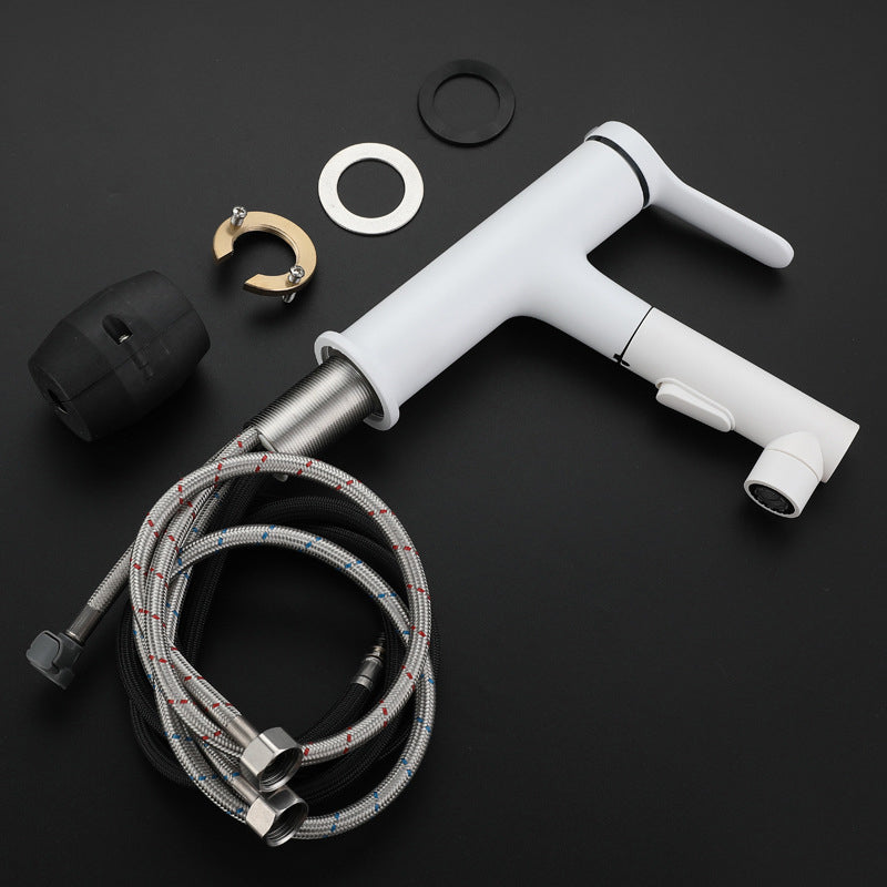 Sikunuo | Modern Extendable Sink Faucet Bathroom Faucet Brass 1 Handle Sink Faucet with Water Hose
