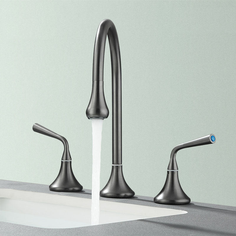 Sikunuo | Double Handle Tub Spout Deck Mounted High Arc Brass Modern Roman Tub Spout