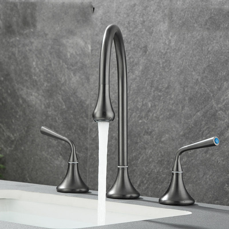 Sikunuo | Double Handle Tub Spout Deck Mounted High Arc Brass Modern Roman Tub Spout