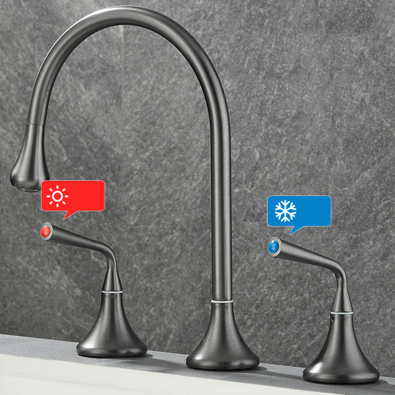 Sikunuo | Double Handle Tub Spout Deck Mounted High Arc Brass Modern Roman Tub Spout