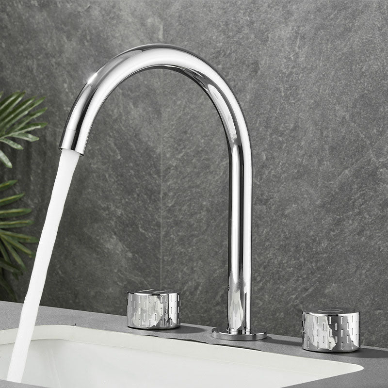 Sikunuo | Double Handle Tub Spout Deck Mounted High Arc Brass Modern Roman Tub Spout