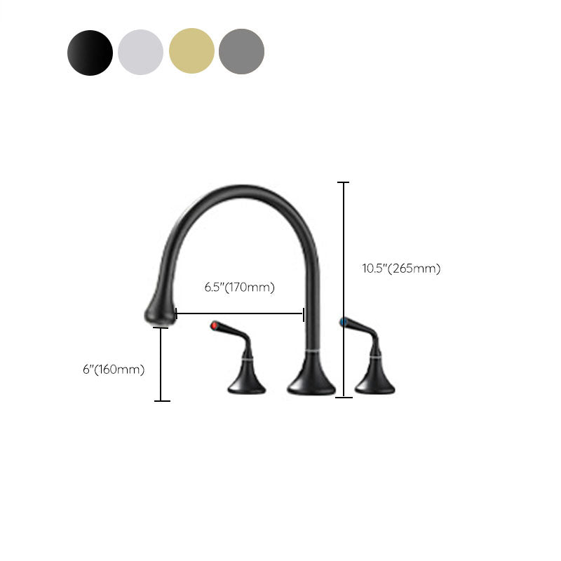 Sikunuo | Double Handle Tub Spout Deck Mounted High Arc Brass Modern Roman Tub Spout