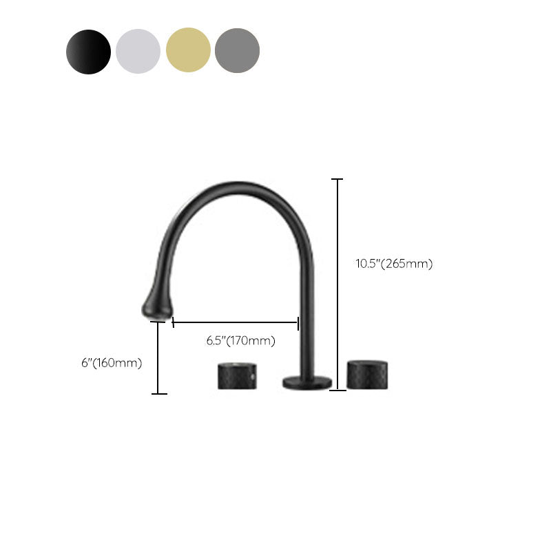 Sikunuo | Double Handle Tub Spout Deck Mounted High Arc Brass Modern Roman Tub Spout