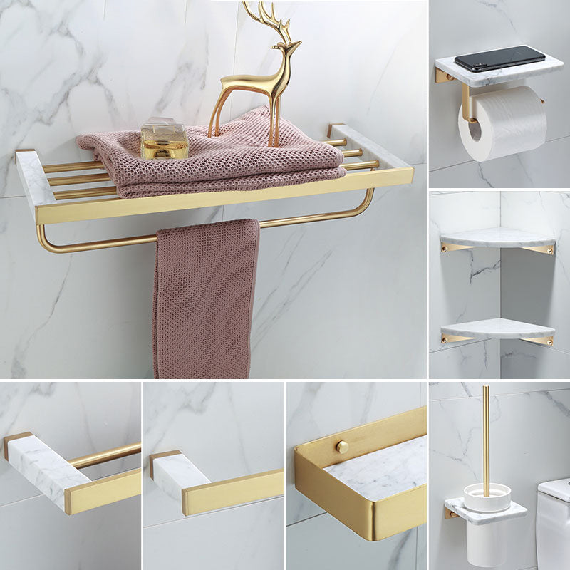 Sikunuo | Polished Brass Bathroom Accessory Set Marble Bathroom Hardware