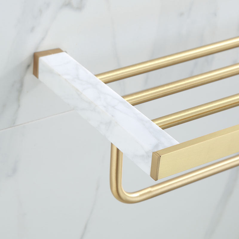 Sikunuo | Polished Brass Bathroom Accessory Set Marble Bathroom Hardware