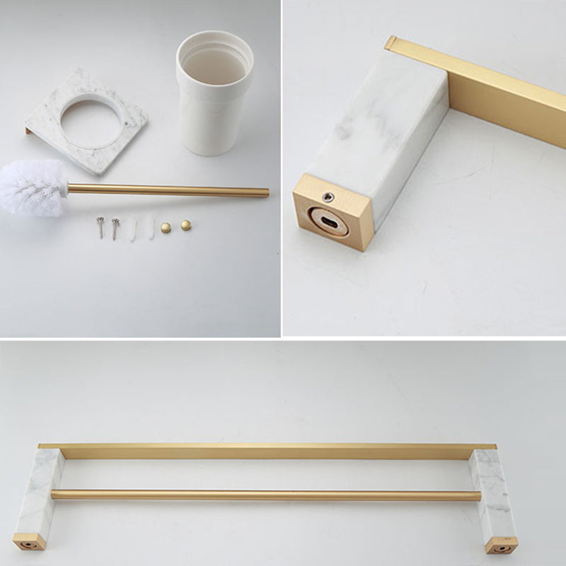 Sikunuo | Polished Brass Bathroom Accessory Set Marble Bathroom Hardware