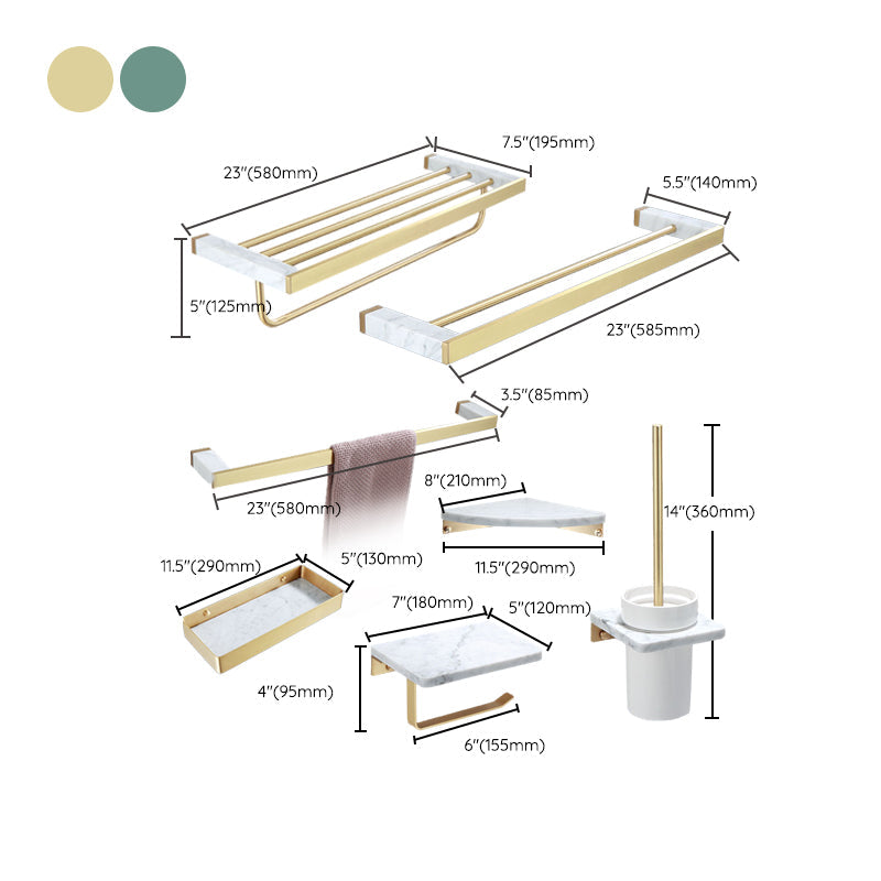 Sikunuo | Polished Brass Bathroom Accessory Set Marble Bathroom Hardware