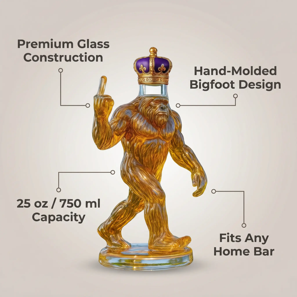 Sikunuo | Whiskey Decanter Funny Bigfoot Glass Bottle