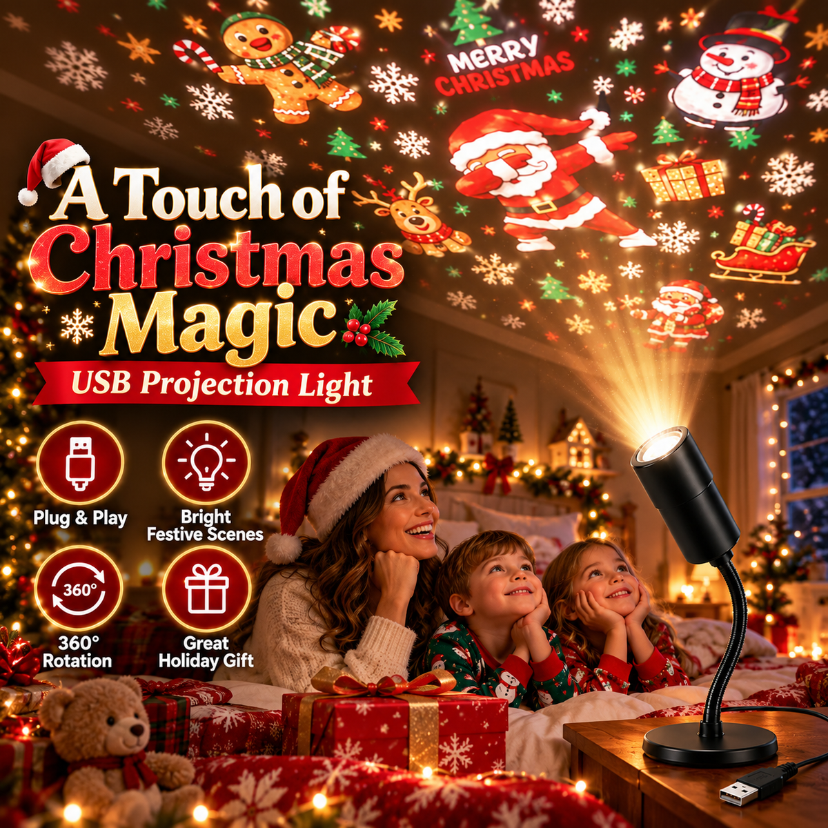 🎄 HD Christmas– Projector 10 Festive Scenes for Magical Holiday Displays