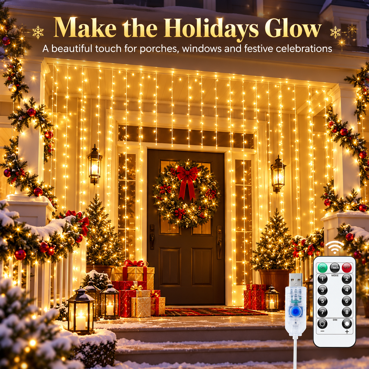 ✨ Remote-Control LED Curtain Lights – Magical Indoor & Holiday Decor