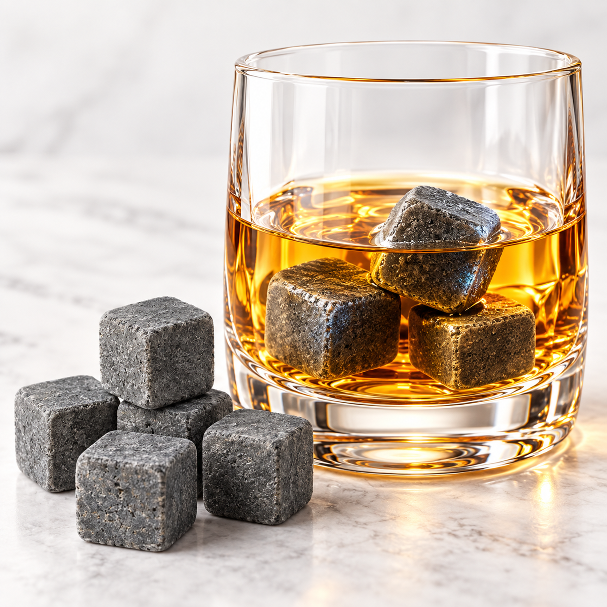 Reusable Whiskey Chilling Stone Cubes with Velvet Drawstring Pouch Sikunuo