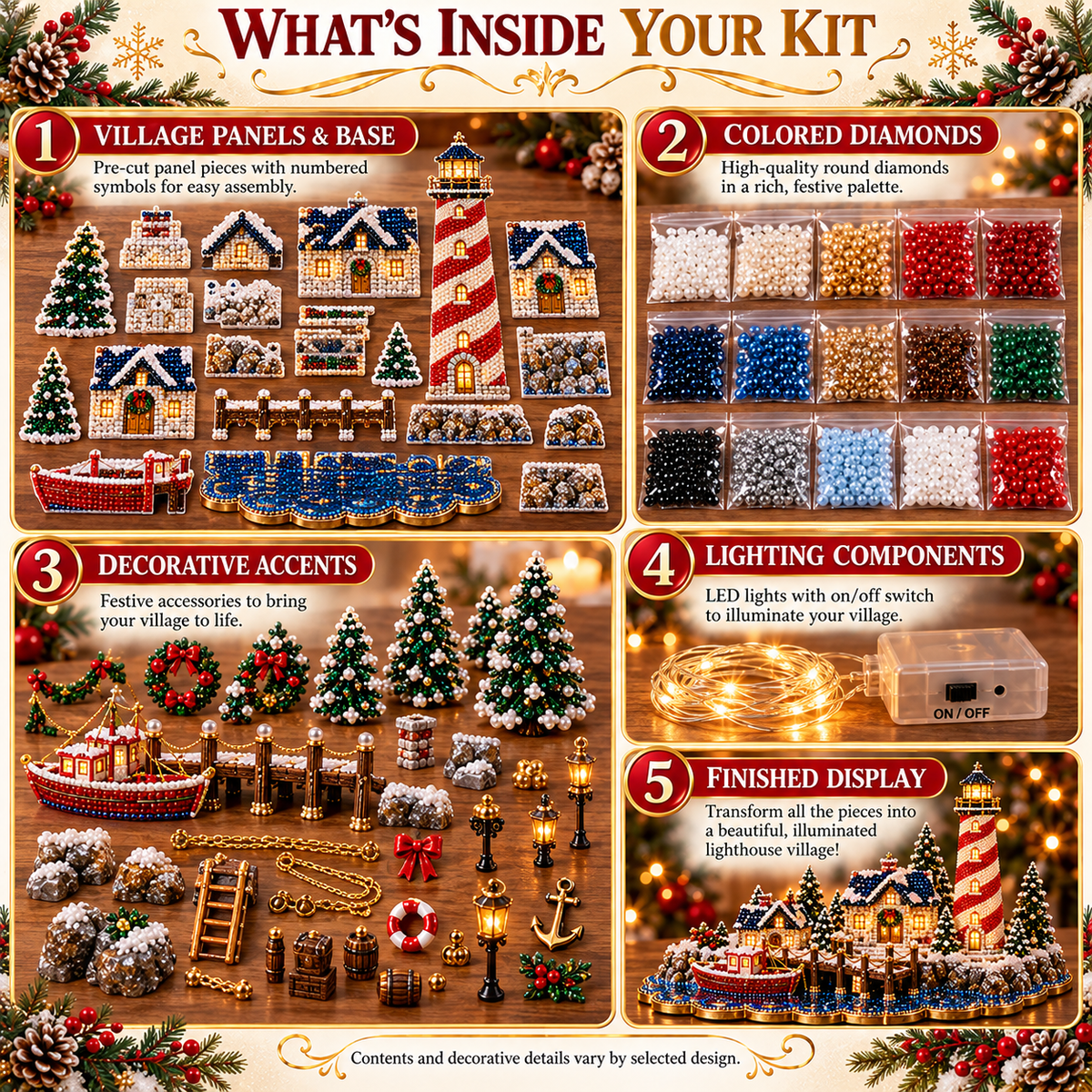 Christmas Lighthouse Village – DIY 3D Diamond Art Decoration Kit