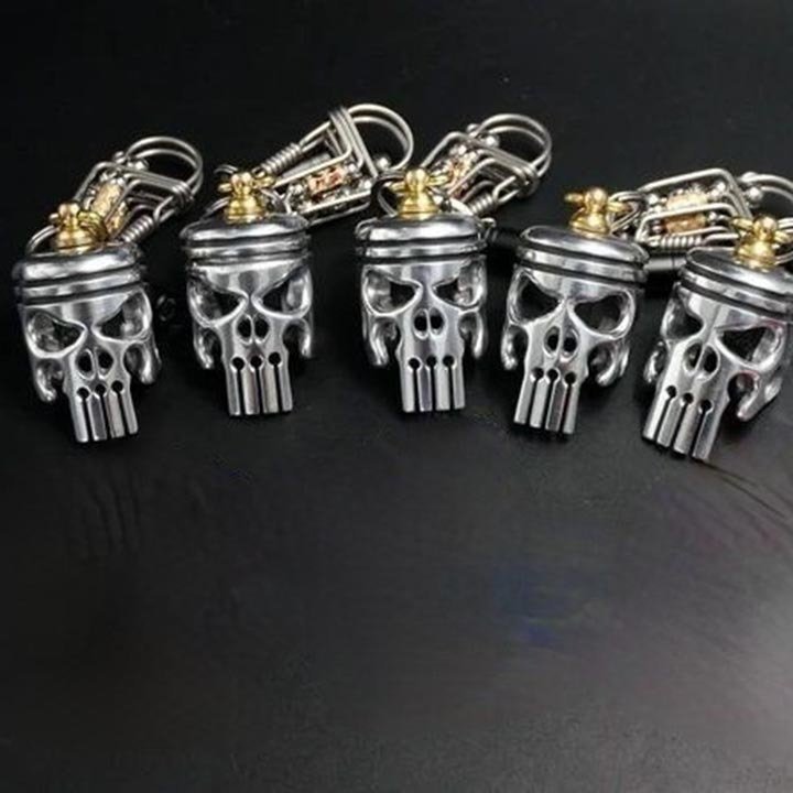 Sikunuo | Piston art skull keychain [pendant/flashlight/bottle opener]