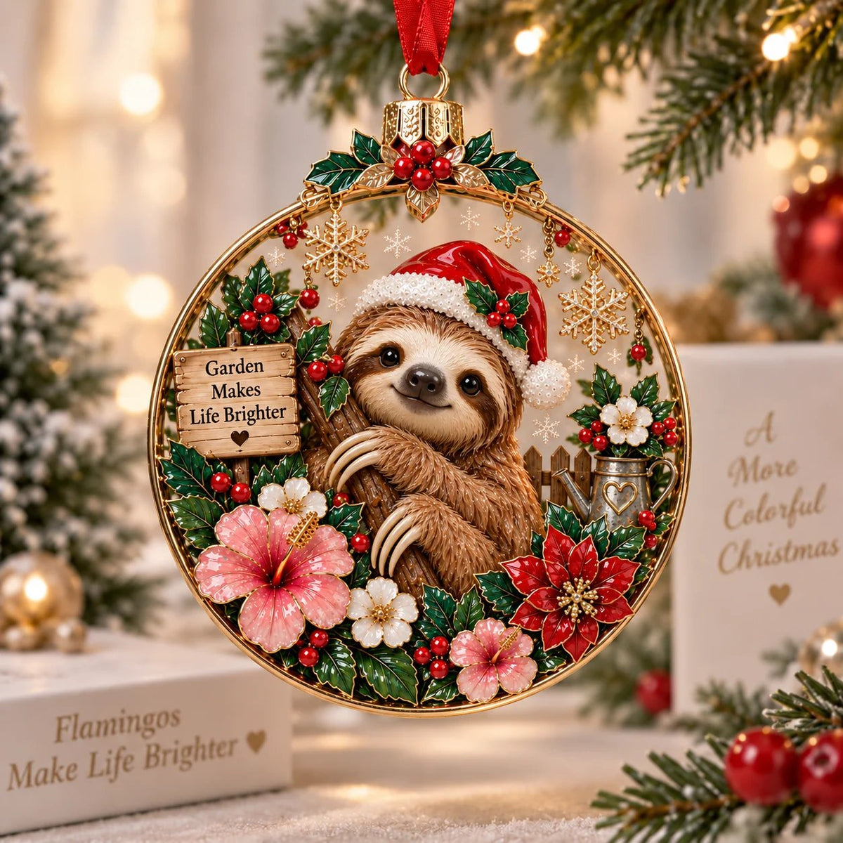 Christmas Floral Holiday Hanging Decoration Ornament
