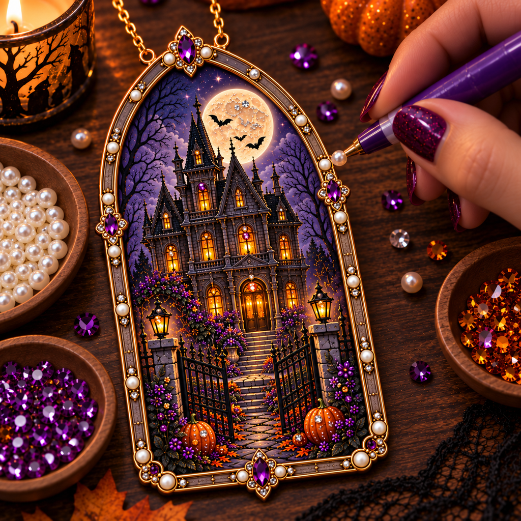 DIY Jeweled Gothic Halloween Hanging Decor Kit