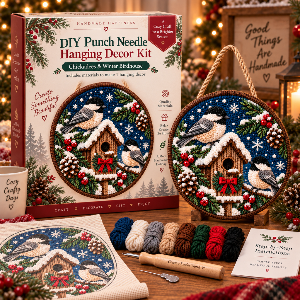 DIY Punch Needle Winter Woodland Hanging Decor Kit