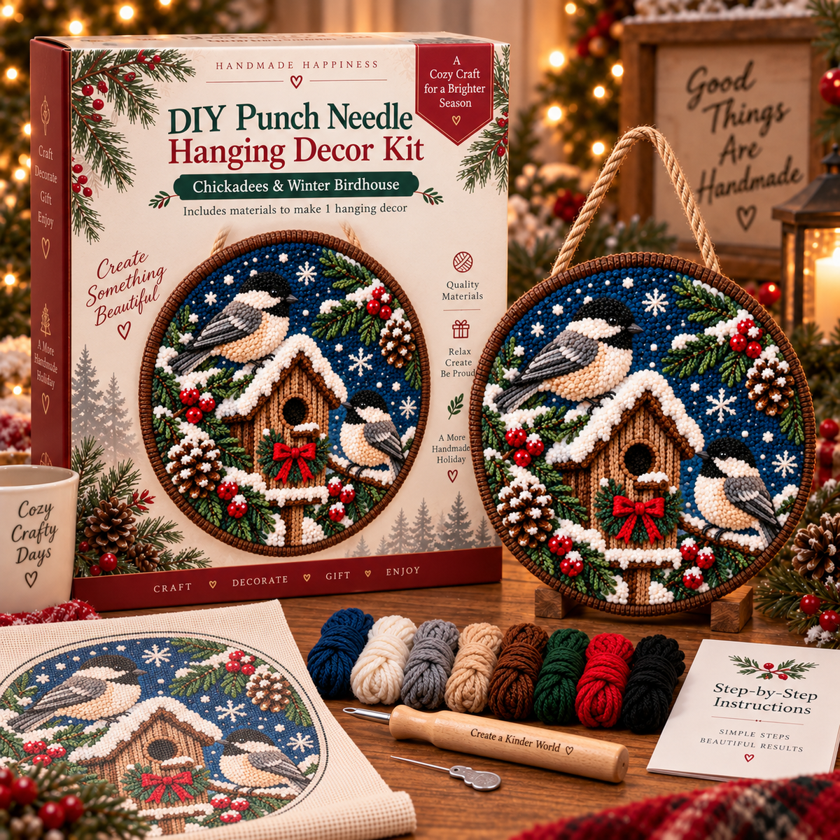 DIY Punch Needle Winter Woodland Hanging Decor Kit