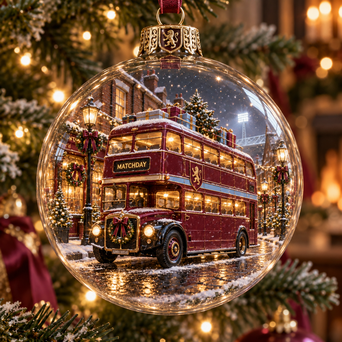 Pride & Tradition Light-Up Football Christmas Globe Ornament