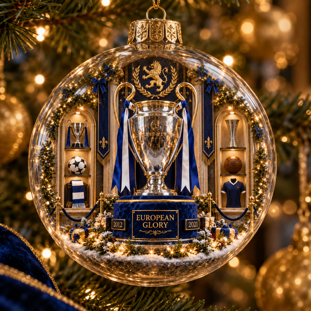 Keep the Blue Flag Flying High Light-Up Football Heritage Ornament