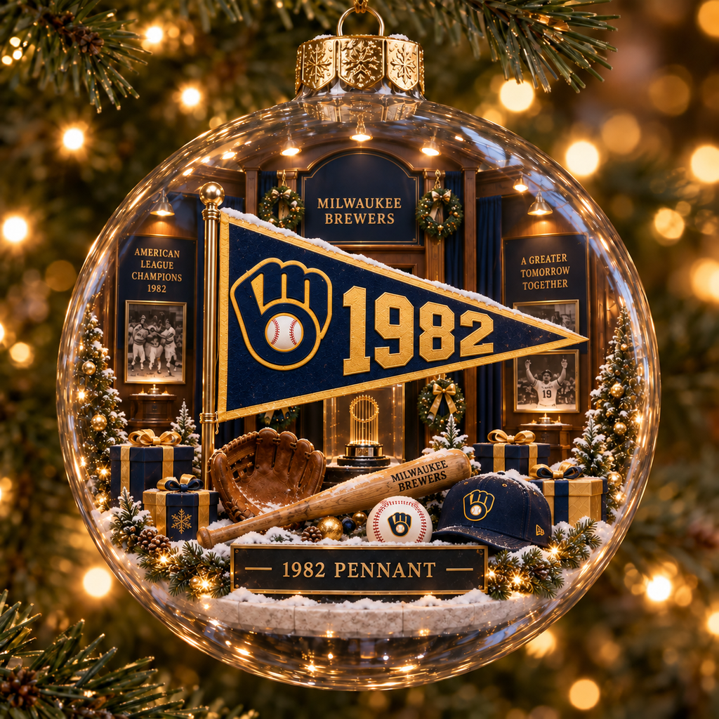 Brewers Light-Up Baseball Heritage Christmas Ornament