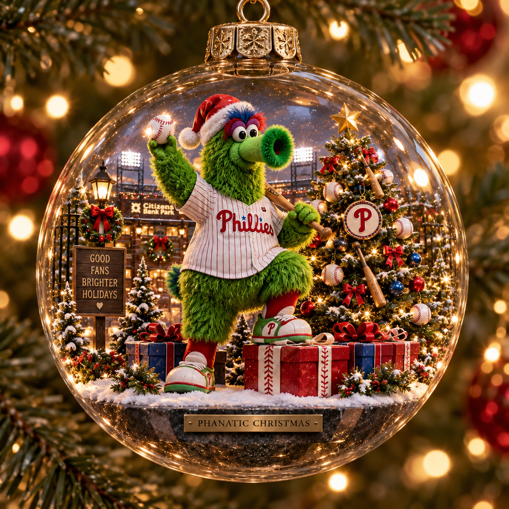 Phillies Light-Up Baseball Heritage Christmas Ornament