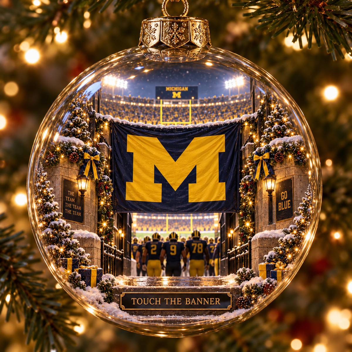 Go Blue – Light-Up College Football Heritage Christmas Ornament