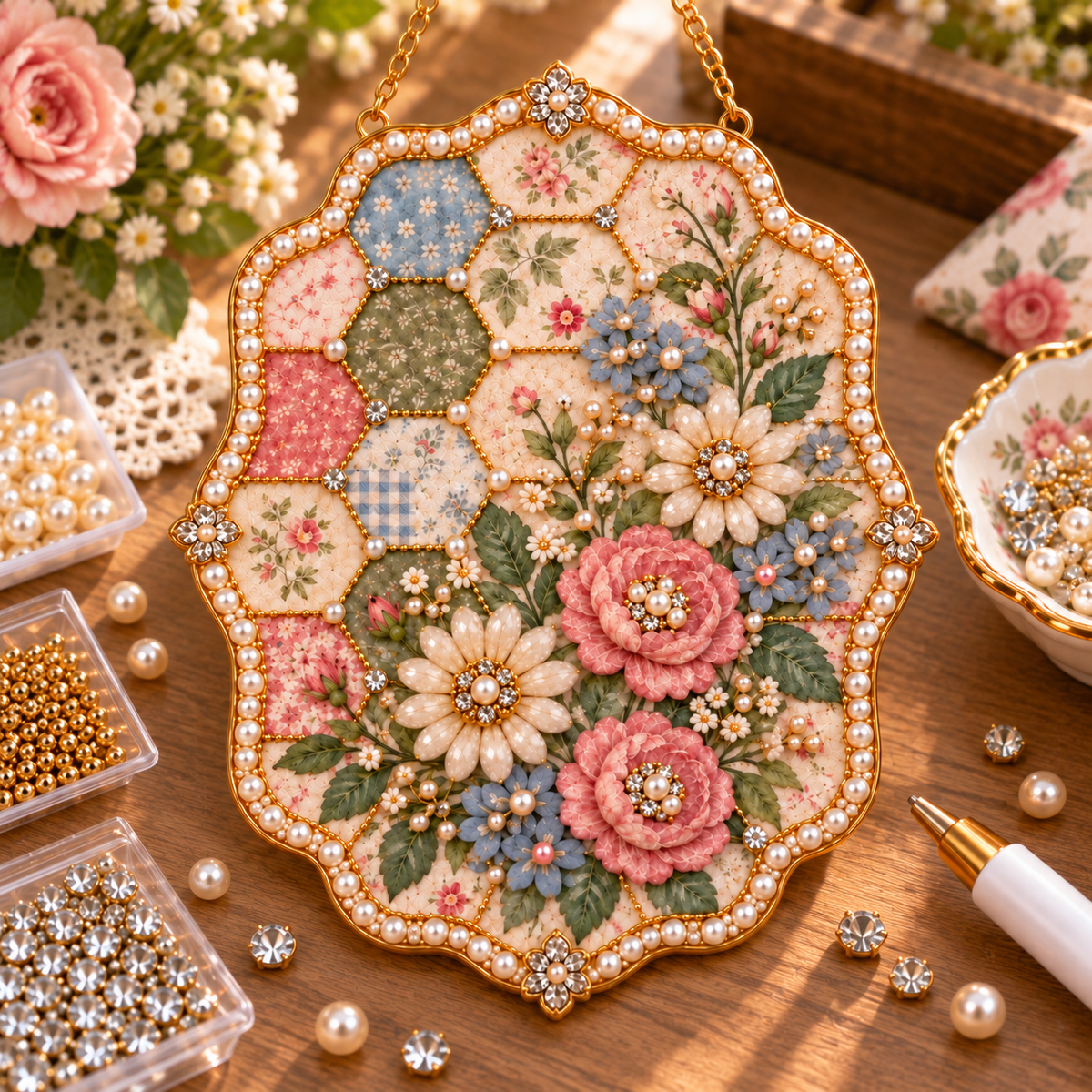DIY Jeweled Heirloom Quilt Hanging Decor Kit