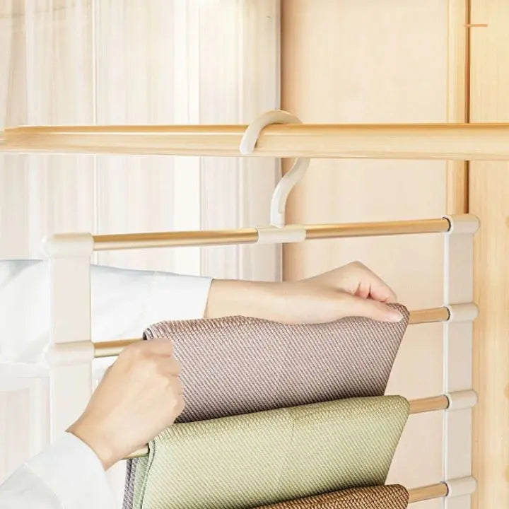 Sikunuo | 7 Rod Space-Saving Stainless Steel Trouser Hanger