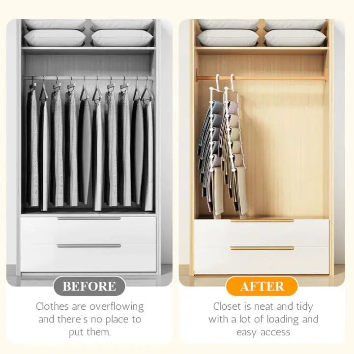 Sikunuo | 7 Rod Space-Saving Stainless Steel Trouser Hanger