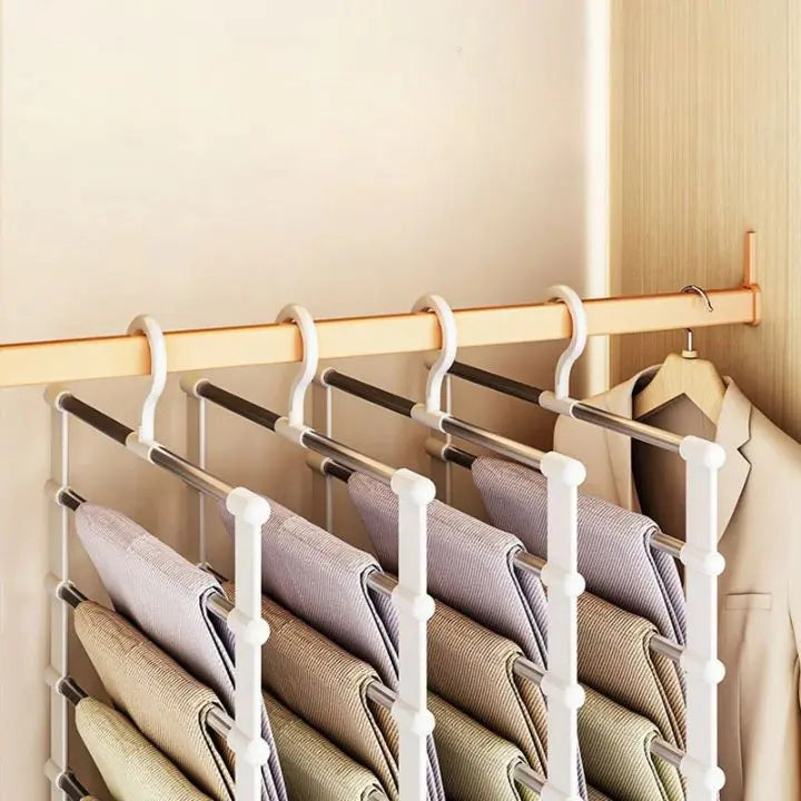 Sikunuo | 7 Rod Space-Saving Stainless Steel Trouser Hanger