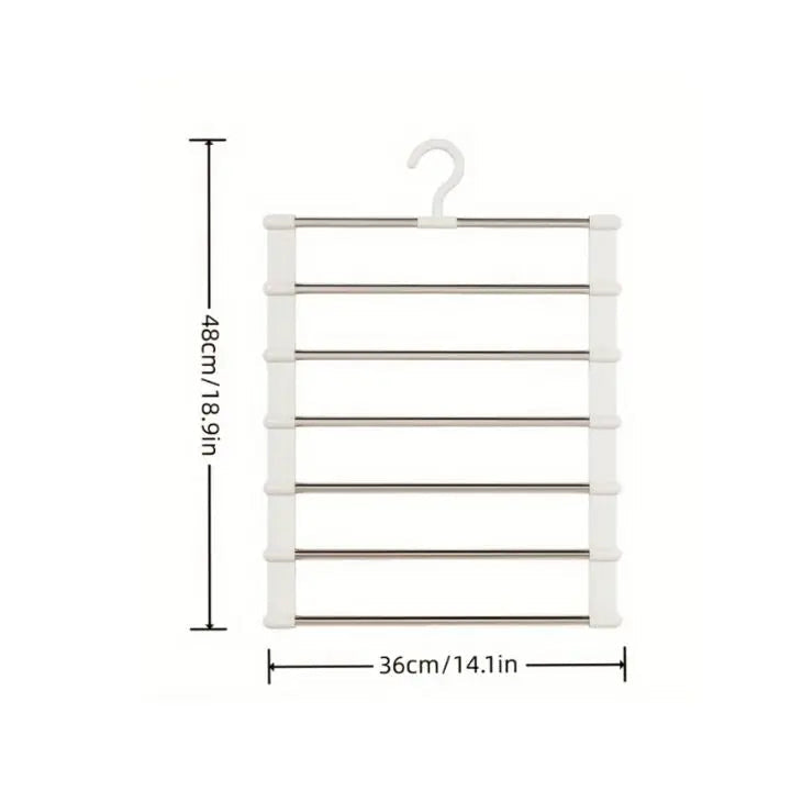 Sikunuo | 7 Rod Space-Saving Stainless Steel Trouser Hanger