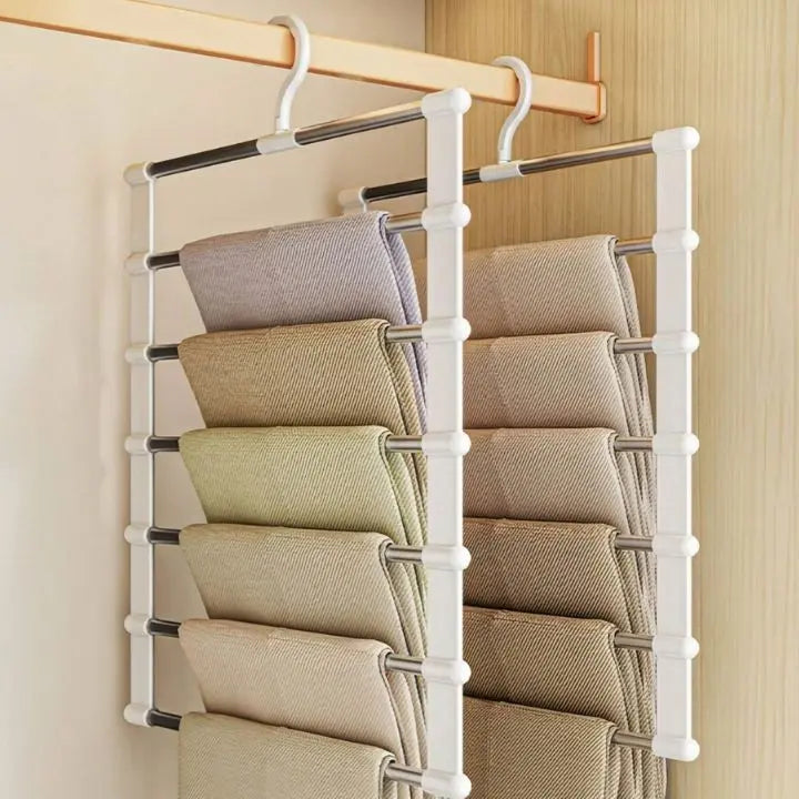 Sikunuo | 7 Rod Space-Saving Stainless Steel Trouser Hanger