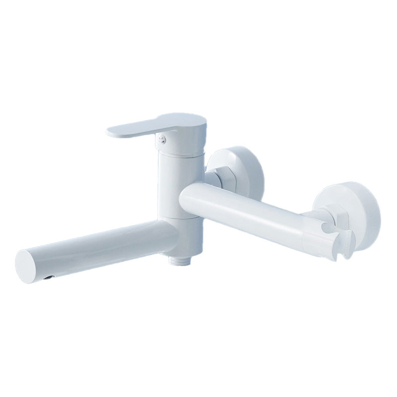 Sikunuo | Metal Modern Bathroom Faucet White Single Handle Bathtub Fill Valve Trim