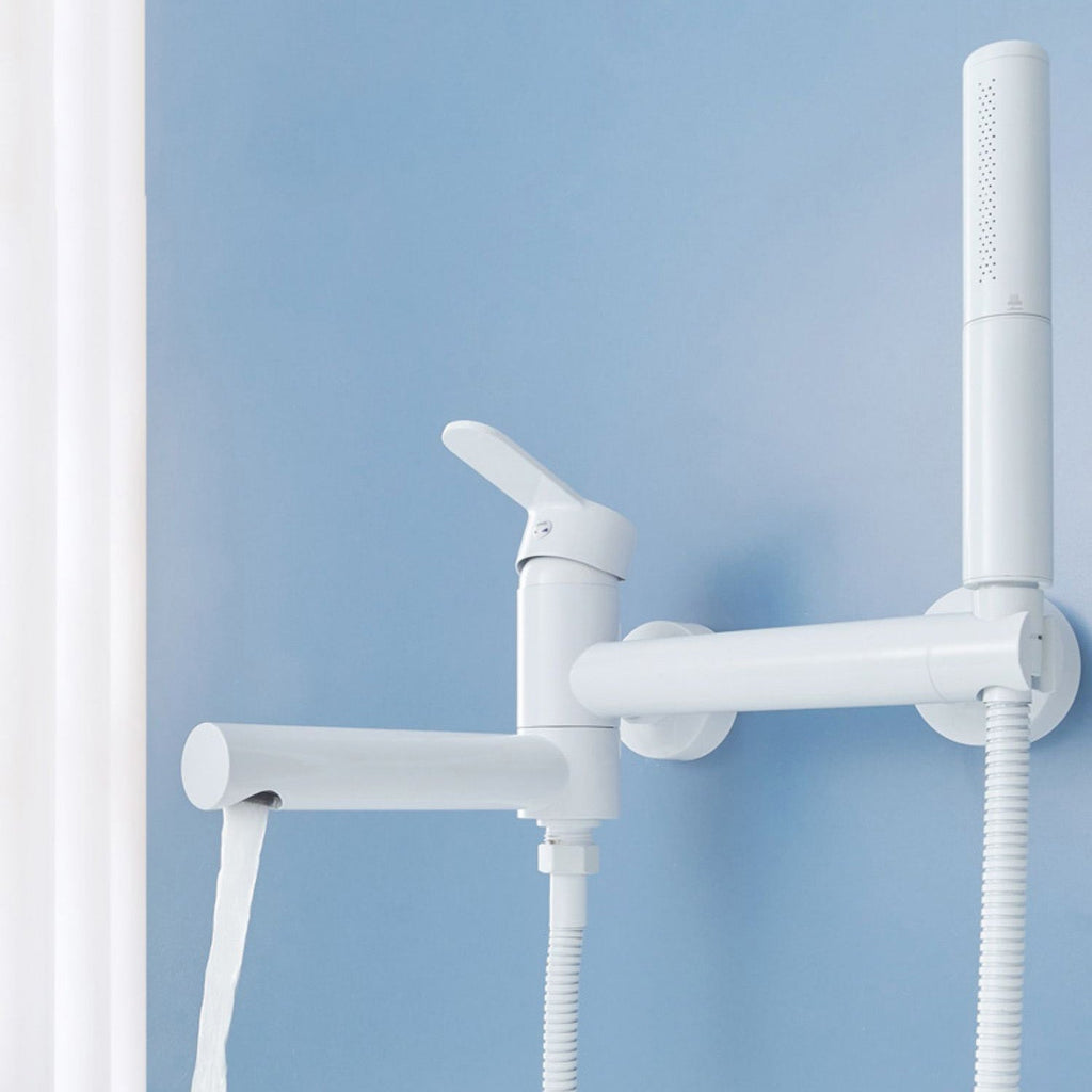 Sikunuo | Metal Modern Bathroom Faucet White Single Handle Bathtub Fill Valve Trim