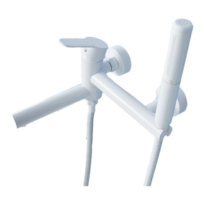 Sikunuo | Metal Modern Bathroom Faucet White Single Handle Bathtub Fill Valve Trim