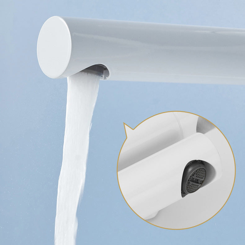 Sikunuo | Metal Modern Bathroom Faucet White Single Handle Bathtub Fill Valve Trim