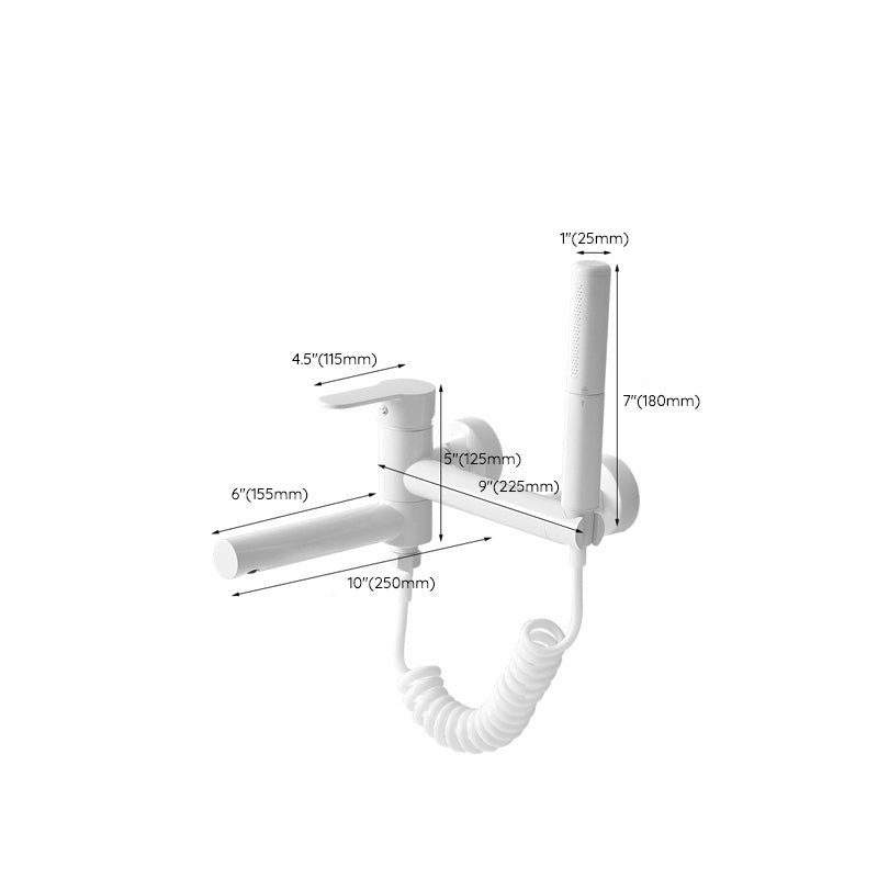 Sikunuo | Metal Modern Bathroom Faucet White Single Handle Bathtub Fill Valve Trim