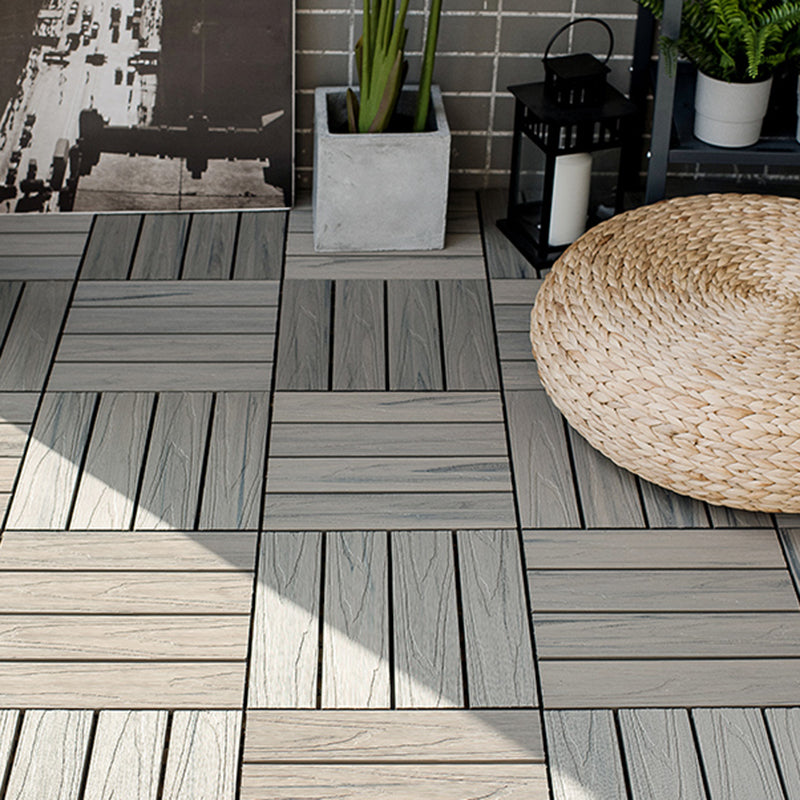 Sikunuo | Square Patio Tiles Interlocking Striped Pattern Deck Board