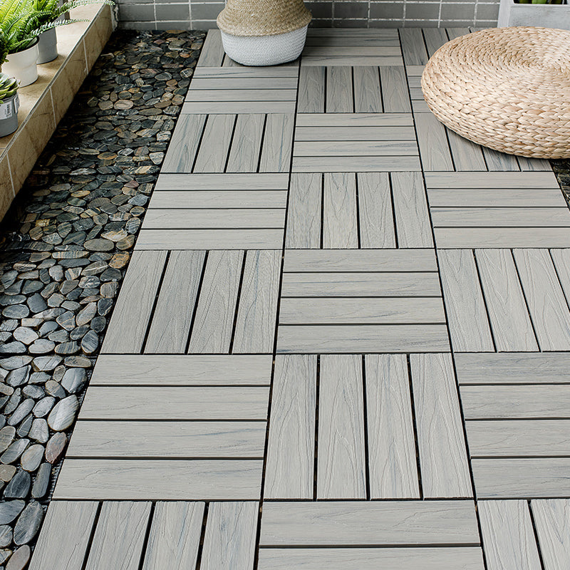 Sikunuo | Square Patio Tiles Interlocking Striped Pattern Deck Board