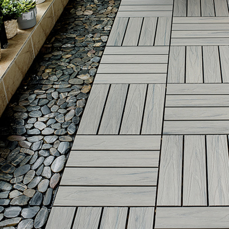 Sikunuo | Square Patio Tiles Interlocking Striped Pattern Deck Board