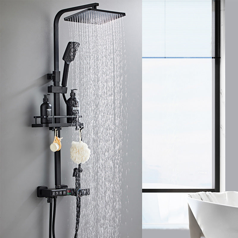 Sikunuo | Modern Style Brass Shower System Adjustable Spray Pattern Wall Mounted Shower Combination