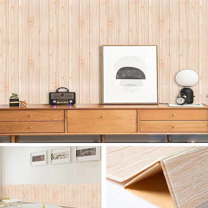 Sikunuo | Modern Tin Back Wall Panel Smooth Wall Ceiling Wood Grain Design Set of 1
