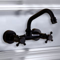 Sikunuo | Black Wall-Mounted Bathroom Faucet American Classic Widespread Sink Faucet