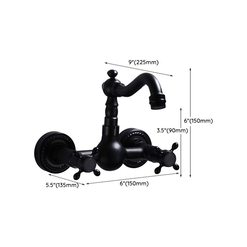 Sikunuo | Black Wall-Mounted Bathroom Faucet American Classic Widespread Sink Faucet