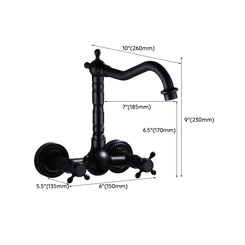 Sikunuo | Black Wall-Mounted Bathroom Faucet American Classic Widespread Sink Faucet