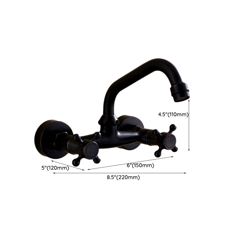 Sikunuo | Black Wall-Mounted Bathroom Faucet American Classic Widespread Sink Faucet