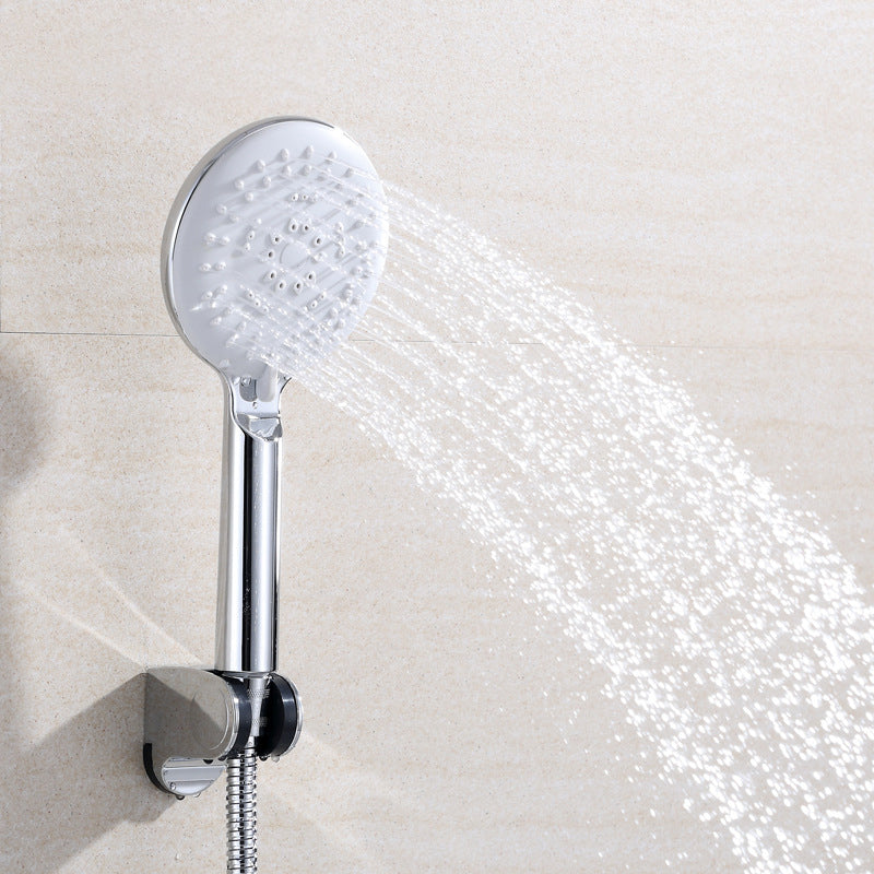 Sikunuo | Silver Shower Head Combo Metal Modern 5 Spray Pattern Shower Heads