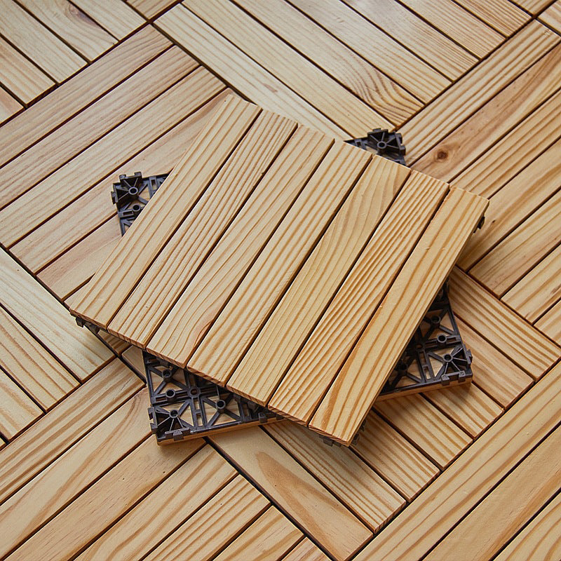 Sikunuo | 7-Slat Square Wood Terrace Tiles Laying Pattern Outdoor Terrace Tiles